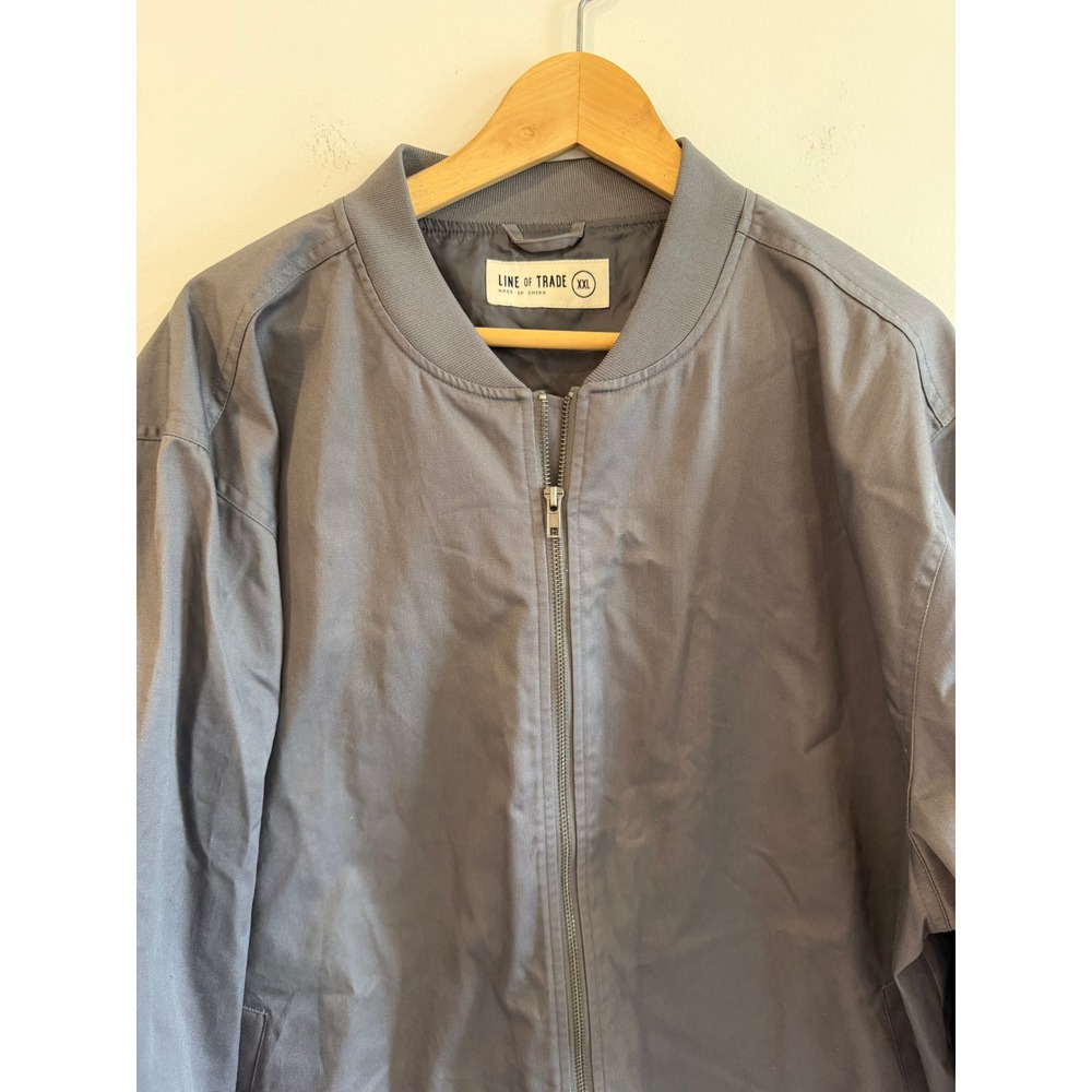 Line of Trade Mens XXL Gray Cotton Blend Full Zip Bomber Jacket Outerwear - Picture 2 of 8